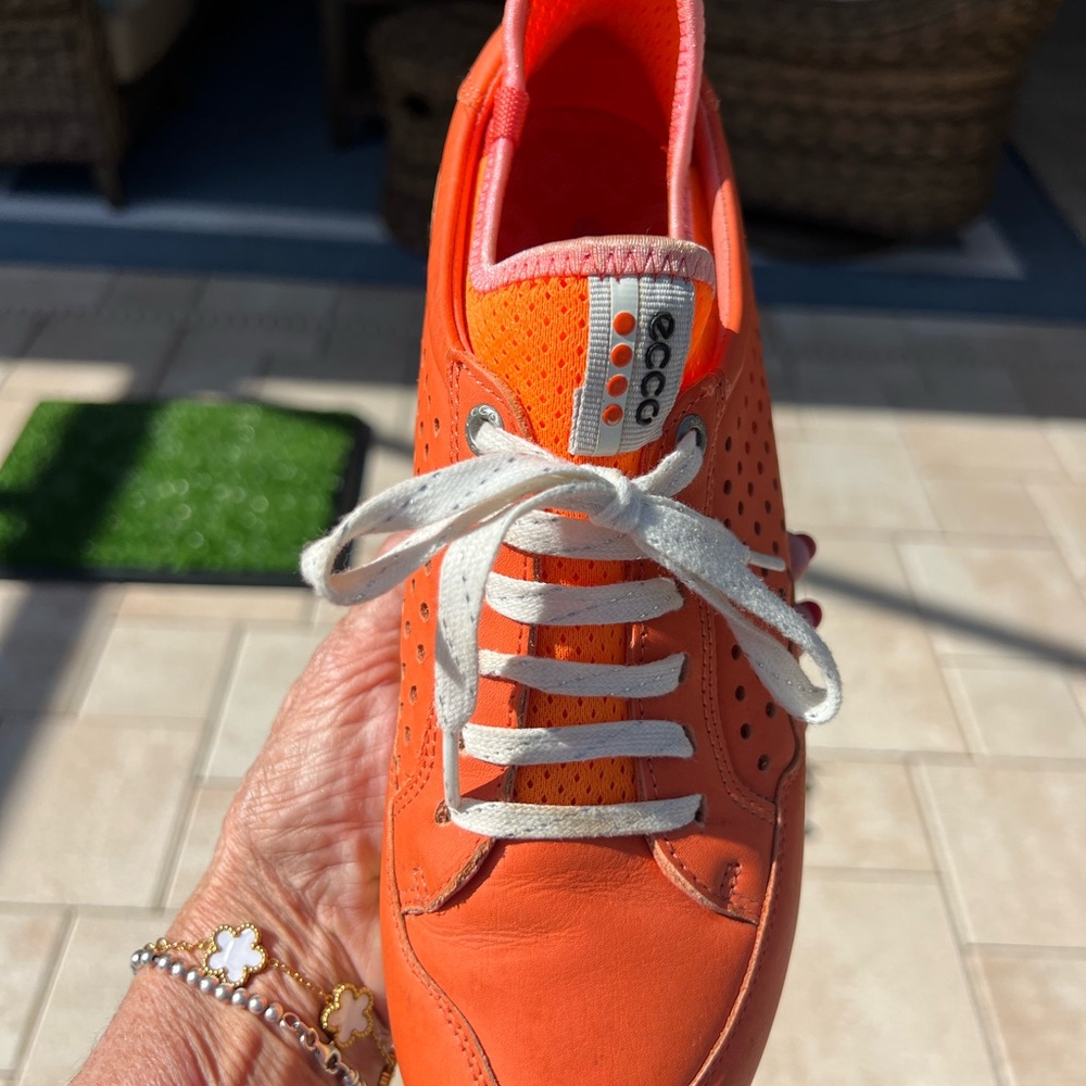 ECCO Bright Orange Casual Golf Sneakers-Womens Size 38